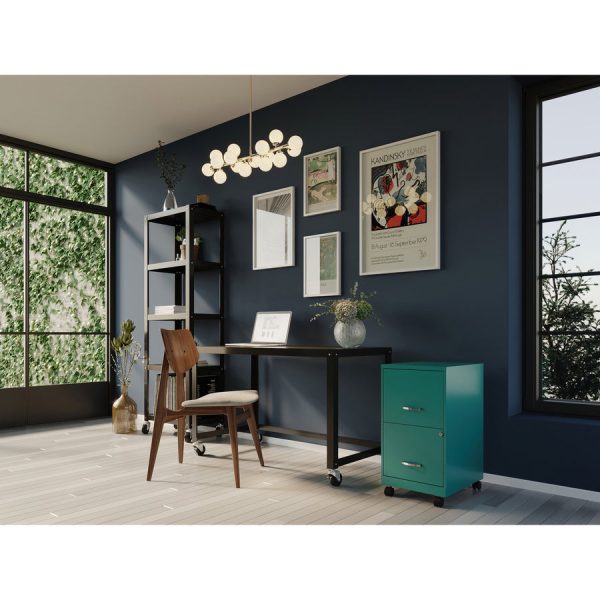 NuSparc Mobile File Cabinet - 14.2  x 18  x 26.5  for File - Letter - Mobility, Locking Drawer, Glide Suspension, 3 4 Drawer Extension, Cam Lock, Nonporous Surface - Teal - Painted Steel, Steel - Recycled Fashion - Image 5