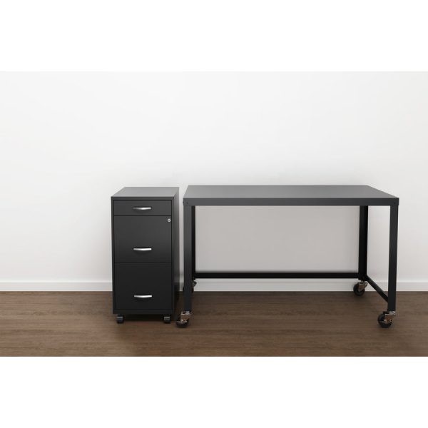NuSparc Mobile File Cabinet - 14.2  x 18  x 29.5  - 3 x Drawer(s) for File, Box - Letter - Mobility, Locking Drawer, Glide Suspension, 3 4 Drawer Extension, Cam Lock, Nonporous Surface - Black - Painted Steel - Recycled Supply - Image 5