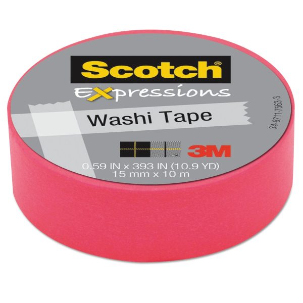 Expressions Washi Tape, 1.25  Core, 0.59  x 32.75 ft, Neon Pink Online Sale