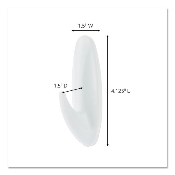 General Purpose Hooks, Large, Plastic, White, 5 lb Capacity, 4 Hooks and 6 Strips Pack Sale - Image 2