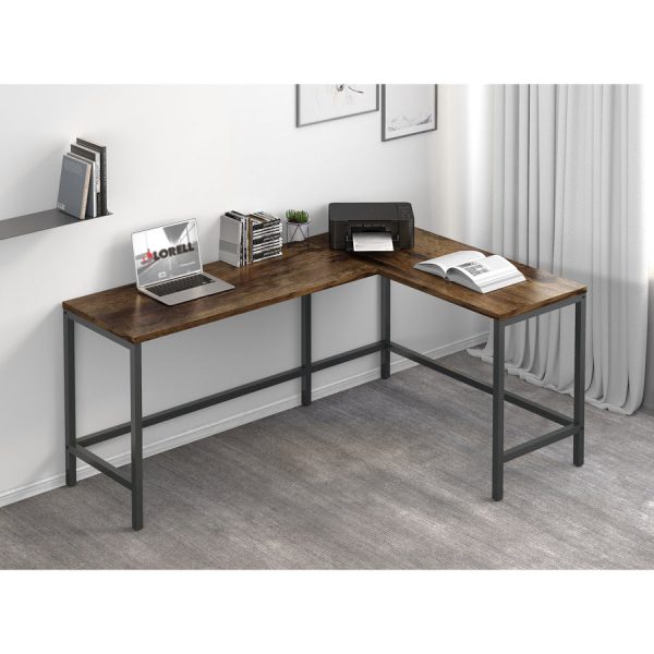 NuSparc L-Shaped Metal Frame Desk - For - Table TopVintage Oak L-shaped, Black Top - Contemporary Style - 200 lb Capacity x 67  Table Top Width x 47.20  Table Top Depth x 1  Table Top Thickness - 29.20  Height - Assembly Required - High Pressure Lami Online - Image 5