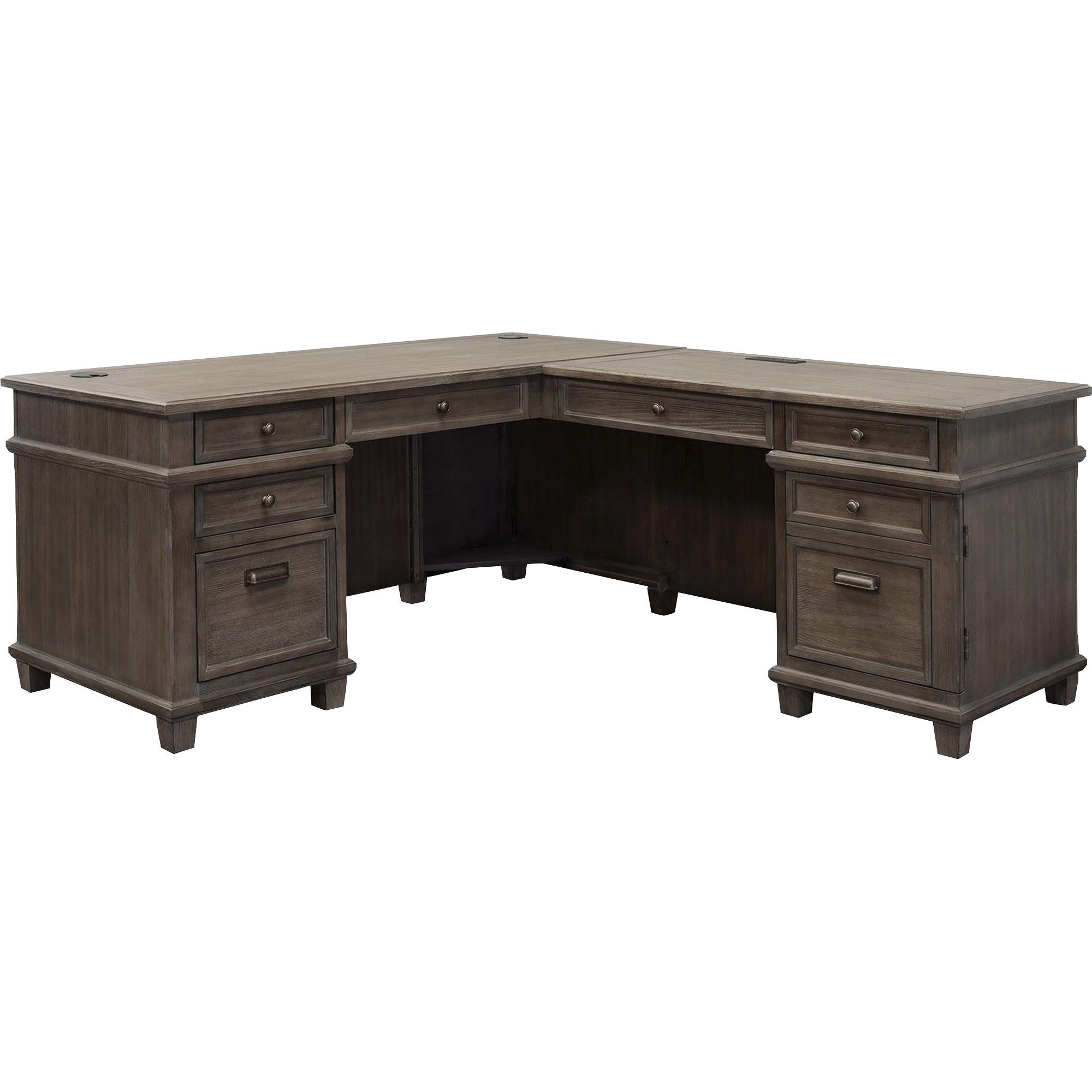 Martin Carson L Desk with Right Return, Pencil, Utility and File Drawers – Utility, Storage, File Drawer(s) – Finish: Weathered Dove Sale