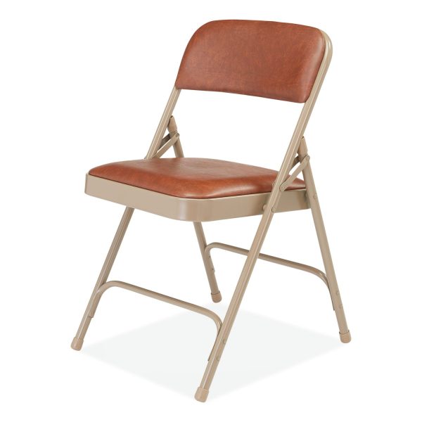 1200 Series Vinyl Dual-Hinge Folding Chair, Supports 500 lb, Honey Brown Seat Back, Beige Base, 4 CT, Ships in 1-3 Bus Days Online Sale - Image 3