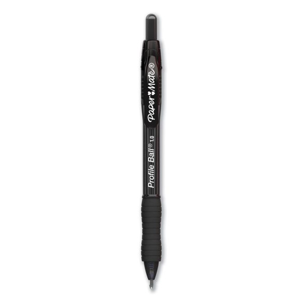 Profile Ballpoint Pen, Retractable, Medium 1 mm, Black Ink, Translucent Black Barrel, 36 Pack For Sale