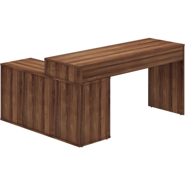 LYS L-Shape Workstation with Cabinet - For - Table TopLaminated L-shaped Top - 200 lb Capacity - 29.50  Height x 60  Width x 47.25  Depth - Assembly Required - Walnut - Particleboard - 1 Each Cheap - Image 5
