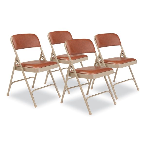 1200 Series Vinyl Dual-Hinge Folding Chair, Supports 500 lb, Honey Brown Seat Back, Beige Base, 4 CT, Ships in 1-3 Bus Days Online Sale