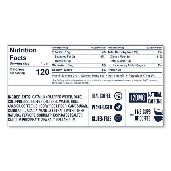 Cold Brew Draft Latte, Vanilla, 9 oz Can, 12 Carton Discount - Image 3