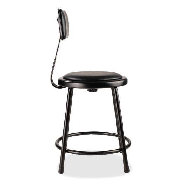 6400 Series Heavy Duty Vinyl Padded Stool w Backrest, Supports 300lb, 18  Seat Ht, Black Seat Back Base,Ships in 1-3 Bus Days For Sale - Image 4