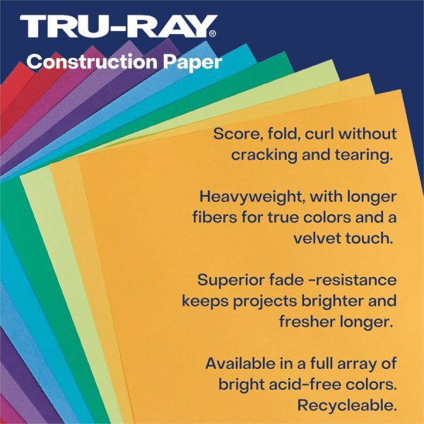 Tru-Ray Construction Paper - Art Project - 12 Width x 9 Length - 50   Pack - Atomic Blue - Sulphite Online - Image 3