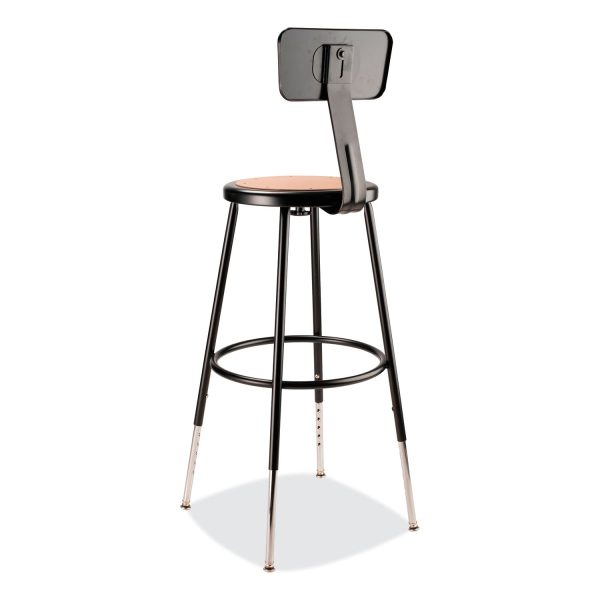 6200 Series 25 -33  Height Adj Heavy Duty Stool With Backrest, Supports 500 lb, Brown Seat, Black Base, Ships in 1-3 Bus Days on Sale - Image 4