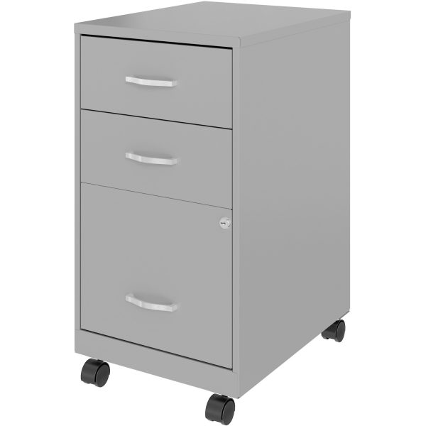 NuSparc 3-Drawer Organizer Metal File Cabinet - 14.2  x 18  x 26.7  - 3 x Drawer(s) for File, Box - Letter - Glide Suspension, 3 4 Drawer Extension, Anti-tip, Lockable, Mobility - Gray - Metal - Recycled Online Sale - Image 3
