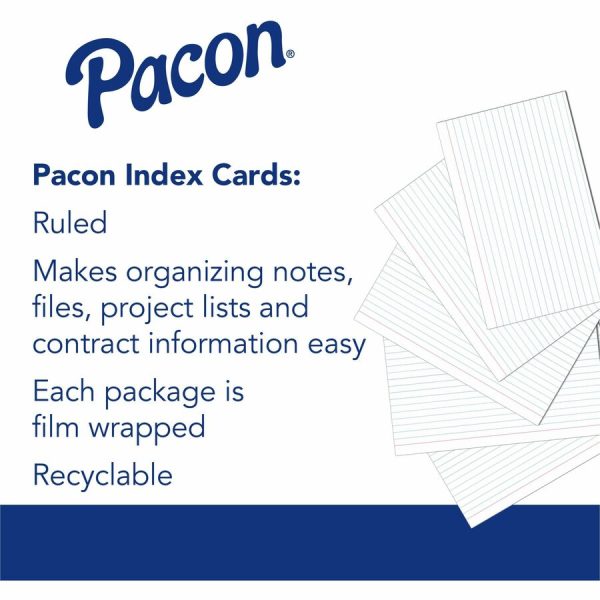 Pacon Ruled Index Cards - Front Ruling Surface - Ruled - 0.25  Ruled - Index Card - 3  x 5  - White Paper - Sturdy - 100   Pack For Cheap - Image 2