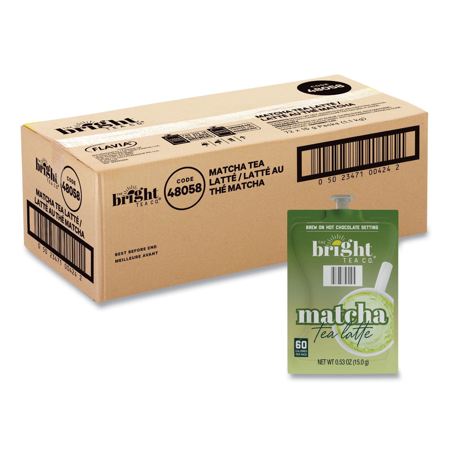 Bright Tea Co. Matcha Latte Freshpack, Matcha Tea Latte, 0.53 oz Pouch, 72 Carton Discount