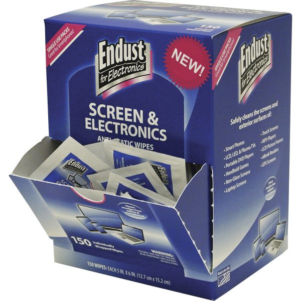Endust Screen Electronics Clean Wipes - For Smartphone, Handheld Device, Notebook, LCD, GPS Navigation System, Display Screen - Anti-static, Alcohol-free, Ammonia-free, Soft, Non-abrasive - 150   Pack - Blue For Cheap