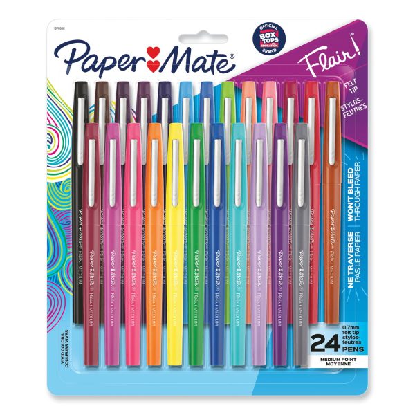 Point Guard Flair Felt Tip Porous Point Pen, Stick, Medium 0.7 mm, Assorted Tropical Vacation Ink and Barrel Colors, 24 Pack For Discount
