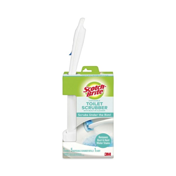Toilet Scrubber Starter Kit, 1 Handle and 5 Scrubbers, White Blue on Sale