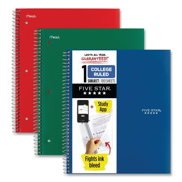 Wirebound Notebook with Two Pockets, 1-Subject, Medium College Rule, Assorted Cover Color, (100) 11 x 8.5 Sheets, 3 Pack For Sale - Image 4