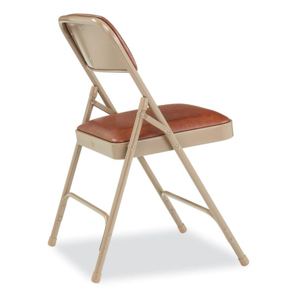 1200 Series Vinyl Dual-Hinge Folding Chair, Supports 500 lb, Honey Brown Seat Back, Beige Base, 4 CT, Ships in 1-3 Bus Days Online Sale - Image 4