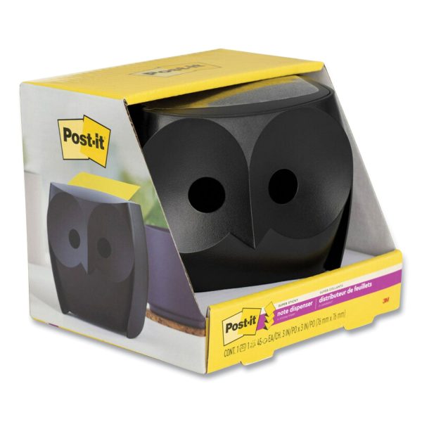 Owl-Shaped Dispenser, For 3 x 3 Pads, Black, Includes 45-Sheet Citron Super Sticky Dispenser Pop-Up Pad Sale - Image 2