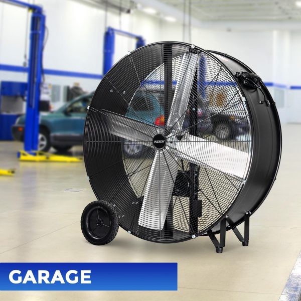 42 in. Black High Velocity Belt-Drive Drum Fan, 2-Speed Online Hot Sale - Image 5