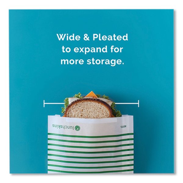 Paper Sandwich Bag, 7.1 x 2 x 9.4, White with Green Stripes, 50 Box For Sale - Image 4