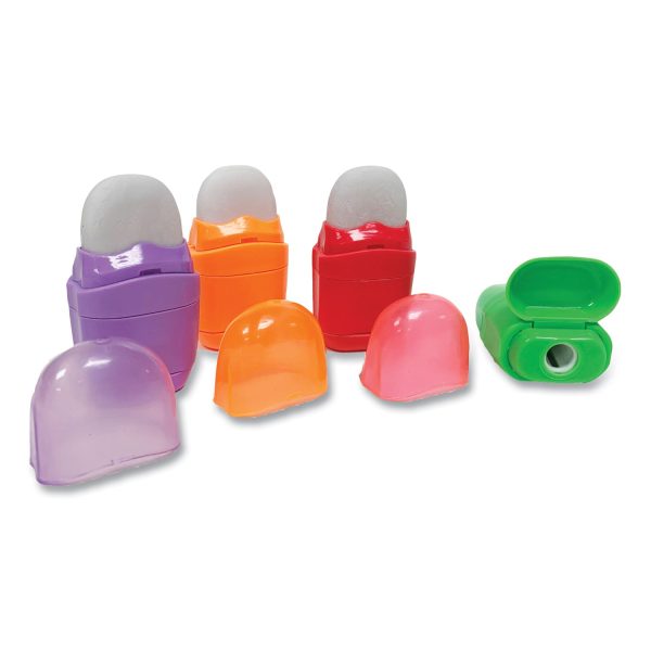One-Hole Pencil Sharpener Eraser Combo, 1  x 0.75 , Randomly Assorted Colors Online now