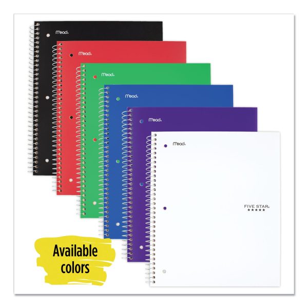Wirebound Notebook with Eight Pockets, 5-Subject, Wide Legal Rule, Randomly Assorted Cover Color, (200) 10.5 x 8 Sheets Supply