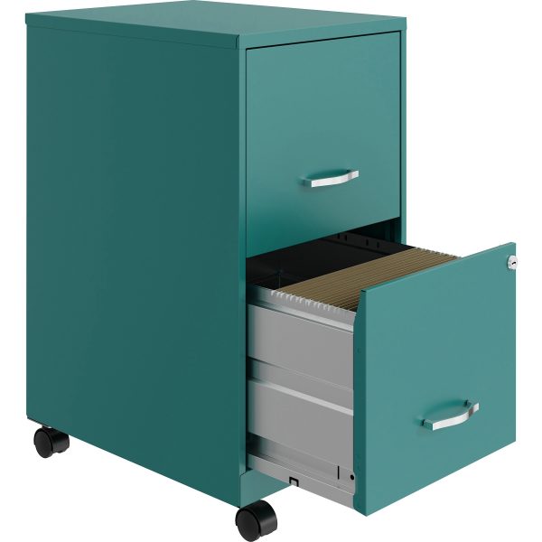 NuSparc Mobile File Cabinet - 14.2  x 18  x 26.5  for File - Letter - Mobility, Locking Drawer, Glide Suspension, 3 4 Drawer Extension, Cam Lock, Nonporous Surface - Teal - Painted Steel, Steel - Recycled Fashion - Image 4