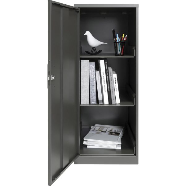 NuSparc Personal Storage Cabinet - 18  x 14.2  x 32.5  - 3 x Shelf(ves) - Hinged Door(s) - Sturdy, Durable, Welded, Eco-friendly, Nonporous Surface, Locking Mechanism, Ventilated, Locking Door - Graphite - Steel - Recycled - TAA Compliant Supply - Image 3